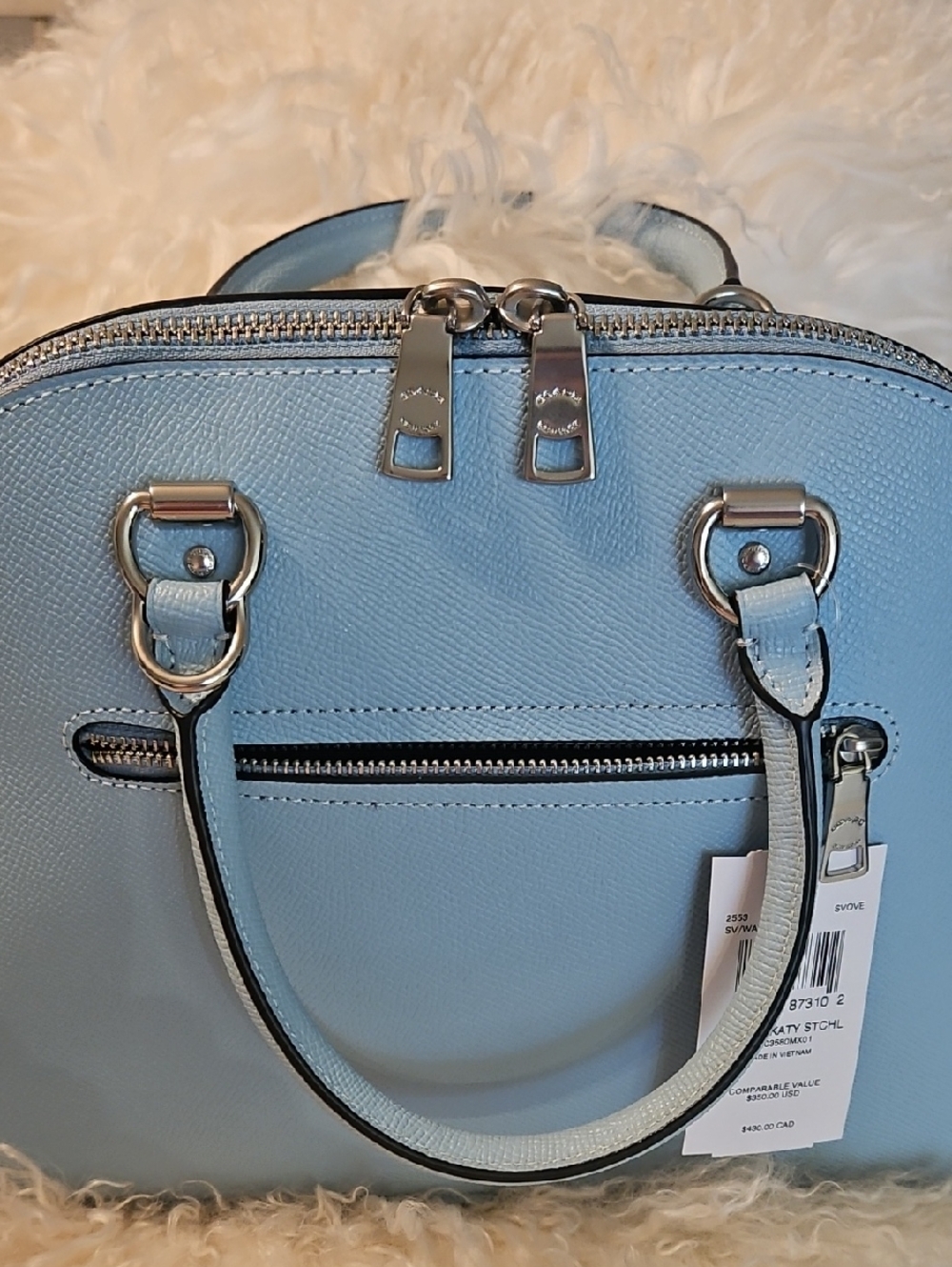 New Coach Katy Satchel Double Zip & Matching Card Case Waterfall Blue NWT - Picture 12 of 12